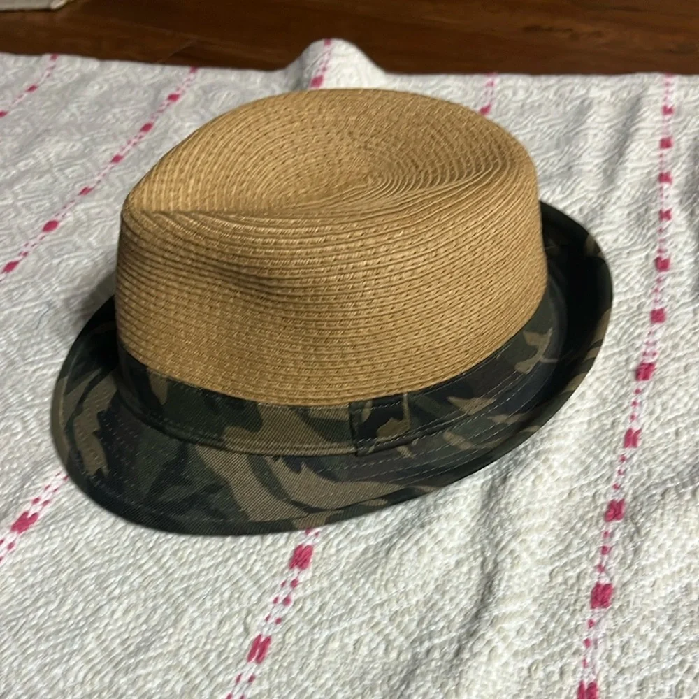 Tan and Camouflage Fedora Hat - Picture 1 of 6
